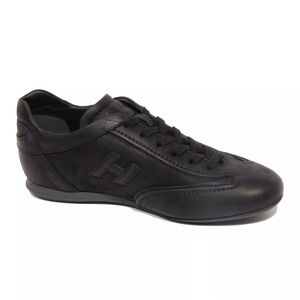 Hogan Men’s Uomo Olympia Black Leather Sneakers Size 7.5